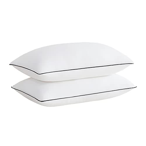 Acanva Cooling Bed Pillows for Sleeping, Luxury Hotel Quality 3D Microfiber Filling with Breathable Cover for Side Back and Stomach Sleepers, Reduces Neck Pain, Queen (Pack of 2), Black 2 Count