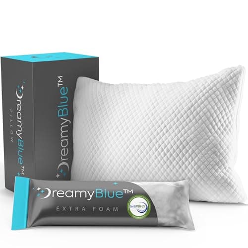 DreamyBlue Signature Pillow w/Adjustable Loft • Shredded Memory Foam Fill • Neutral Alignment for Side, Back, and Stomach Sleepers • Washable Bamboo Rayon Cover • CertiPUR-US Certified Foam (Queen)