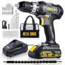 RIDA Cordless Drill Power Drill Cordless 20V 1/2'' Keyless Metal Chuck 355