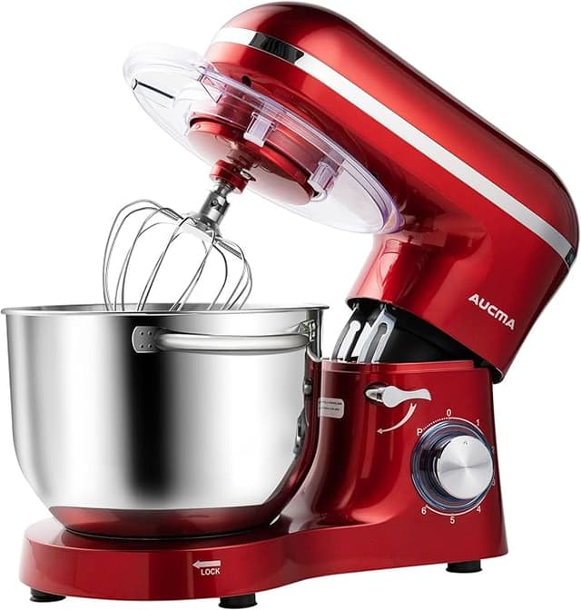 Aucma Stand Mixer, 6.5-QT 660W 6-Speed Tilt-Head Food Mixer, Kitchen Electric Mixer with Dough Hook, Wire Whip & Beater