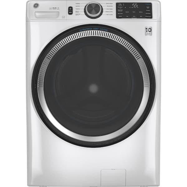 GE 4.8 cu. ft. Smart White Front Load Washer with OdorBlock UltraFresh Vent System and Sanitize with Oxi