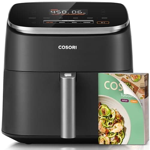 Cosori 9-in-1 TurboBlaze Air Fryer 6 Qt, PFAS-Free Ceramic Coating, 90°–450°F, Precise Heating for Even Results, Air Fry, Roast, Bake, Broil, Dry, Frozen, Proof, Reheat, Keep Warm, 120V, Dark Gray