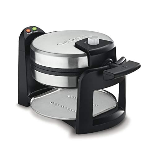 Cuisinart Round Flip Belgian Waffle Maker, Black/Silver, 1 inch thick, WAF-F30NAS