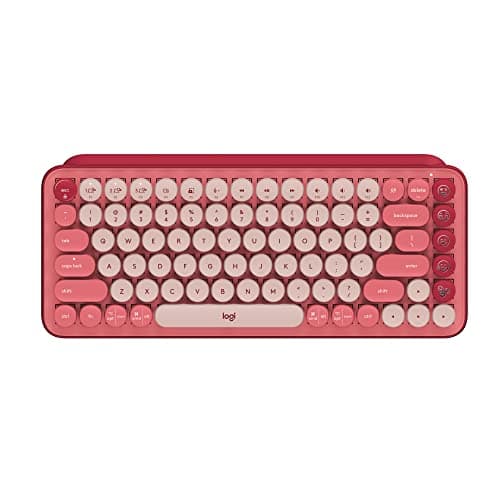 Logitech POP Mechanical Wireless Keyboard with Customizable Emoji Keys, Durable Compact Design, Bluetooth or USB Connectivity, Multi-Device, OS Compatible - Heartbreaker Rose