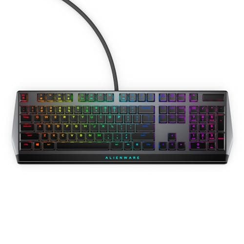 Alienware Low-Profile RGB Gaming Keyboard AW510K, AlienFx Per Key RGB LED Color Backlighting, Media CONTROLS & USB Passthrough, Cherry MX Low Profile Red Switches